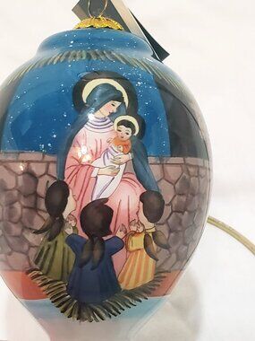 Nativity Baby Jesus Robert Stanley Hand Painted on inside Christmas Ornament 4"